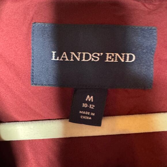 Lands’ End Women’s Long Down Coat – Burgundy Red – Size Medium (M 10–12) - Picture 2 of 6